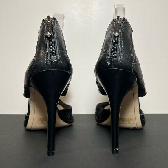 Womens SAM EDELMAN Alva Black Leather Heels / Size 9 Medium - Picture 4 of 8